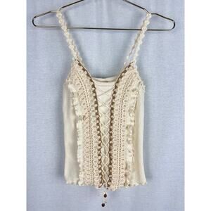 Vintage Nazca Top Crochet Boho Cami Tank Cotton Indie Hippie Organic Earthy